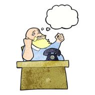 cartoon arrogant boss man with thought bubble N11
