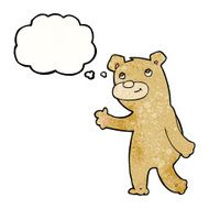 cartoon happy waving bear with thought bubble N3