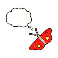 cartoon butterfly symbol with thought bubble N3