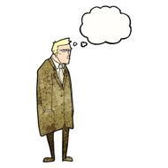 cartoon bad tempered man with thought bubble N9