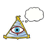 cartoon mystic eye symbol with thought bubble N3