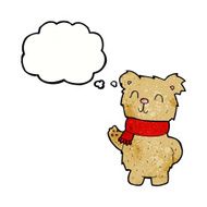 cartoon waving teddy bear with thought bubble N32