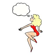 cartoon dancing woman with thought bubble N53