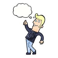 cartoon man giving thumbs up sign with thought bubble N19