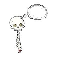 spooky cartoon sull and spine with thought bubble N11