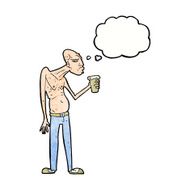 cartoon hooligan with thought bubble N9