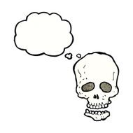cartoon skull with thought bubble N31
