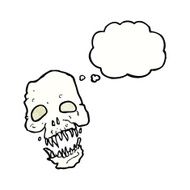cartoon scary skull with thought bubble N23
