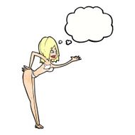 cartoon woman in bikini with thought bubble N58