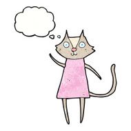cute cartoon cat waving with thought bubble N3
