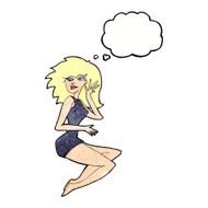 cartoon sexy woman with thought bubble N16