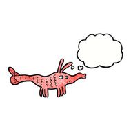cartoon shrimp with thought bubble N37
