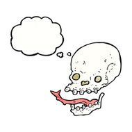 cartoon spooky skull with thought bubble N152