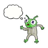 cartoon alien spaceman with thought bubble N21