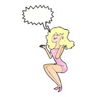 cartoon attractive woman sitting with thought bubble N11