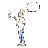 cartoon annoyed smoker with thought bubble N9