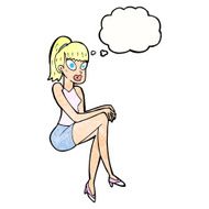 cartoon pretty woman with thought bubble N275