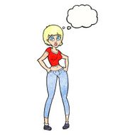 cartoon pretty woman with thought bubble N277