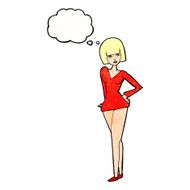 cartoon pretty woman with thought bubble N278