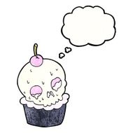 cartoon halloween cup cake with thought bubble N10
