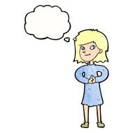 cartoon happy woman with thought bubble N261