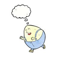 cartoon humpty dumpty egg character with thought bubble N11