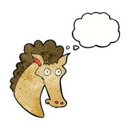 cartoon horse head with thought bubble N10