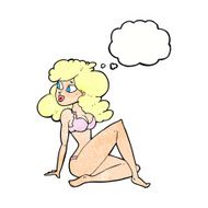 cartoon sexy woman in underwear with thought bubble N20