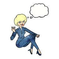 cartoon businesswoman sitting with thought bubble N11