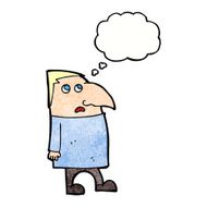 cartoon worried man with thought bubble N96
