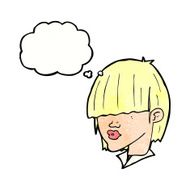 cartoon fashion haircut with thought bubble N11