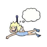cartoon swimmer with snorkel thought bubble N10