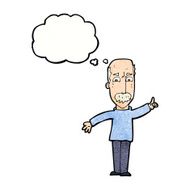 cartoon man issuing stern warning with thought bubble N11