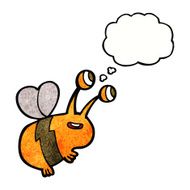 cartoon happy bee with thought bubble N21