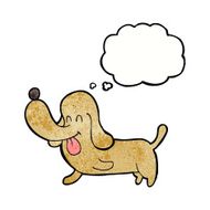 cartoon happy dog with thought bubble N88