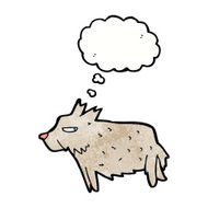 cartoon terrier with thought bubble N10