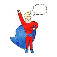 cartoon superhero with thought bubble N26