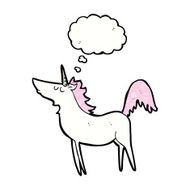 cartoon unicorn with thought bubble N43