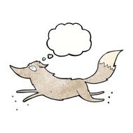 cartoon wolf running with thought bubble N7