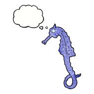 cartoon sea horse with thought bubble N21