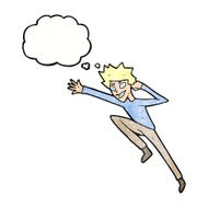 cartoon jumping man with thought bubble N7