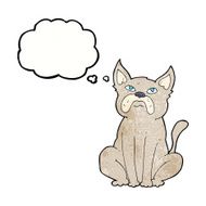 cartoon grumpy little dog with thought bubble N10