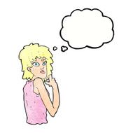 cartoon surprised woman with thought bubble N246