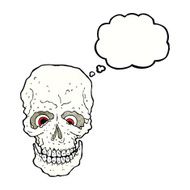 cartoon spooky skull with thought bubble N153