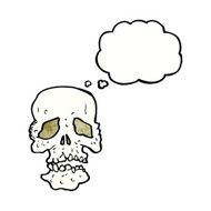 cartoon skull with thought bubble N32