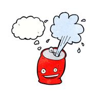 cartoon fizzing soda can with thought bubble N3