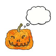 cartoon pumpkin with thought bubble N21