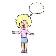cartoon loud woman with thought bubble N10