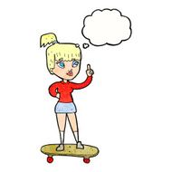 cartoon skater girl with thought bubble N10