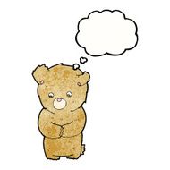 cartoon shy teddy bear with thought bubble N2